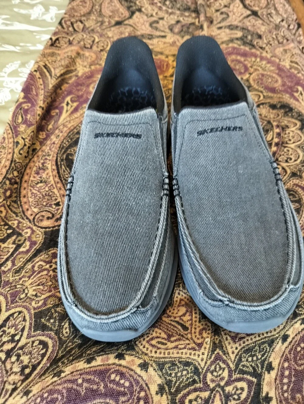 Skechers Men's 11 Hands Free Slip-ins Relaxed Fit Pollard Rohan Gray Loafers